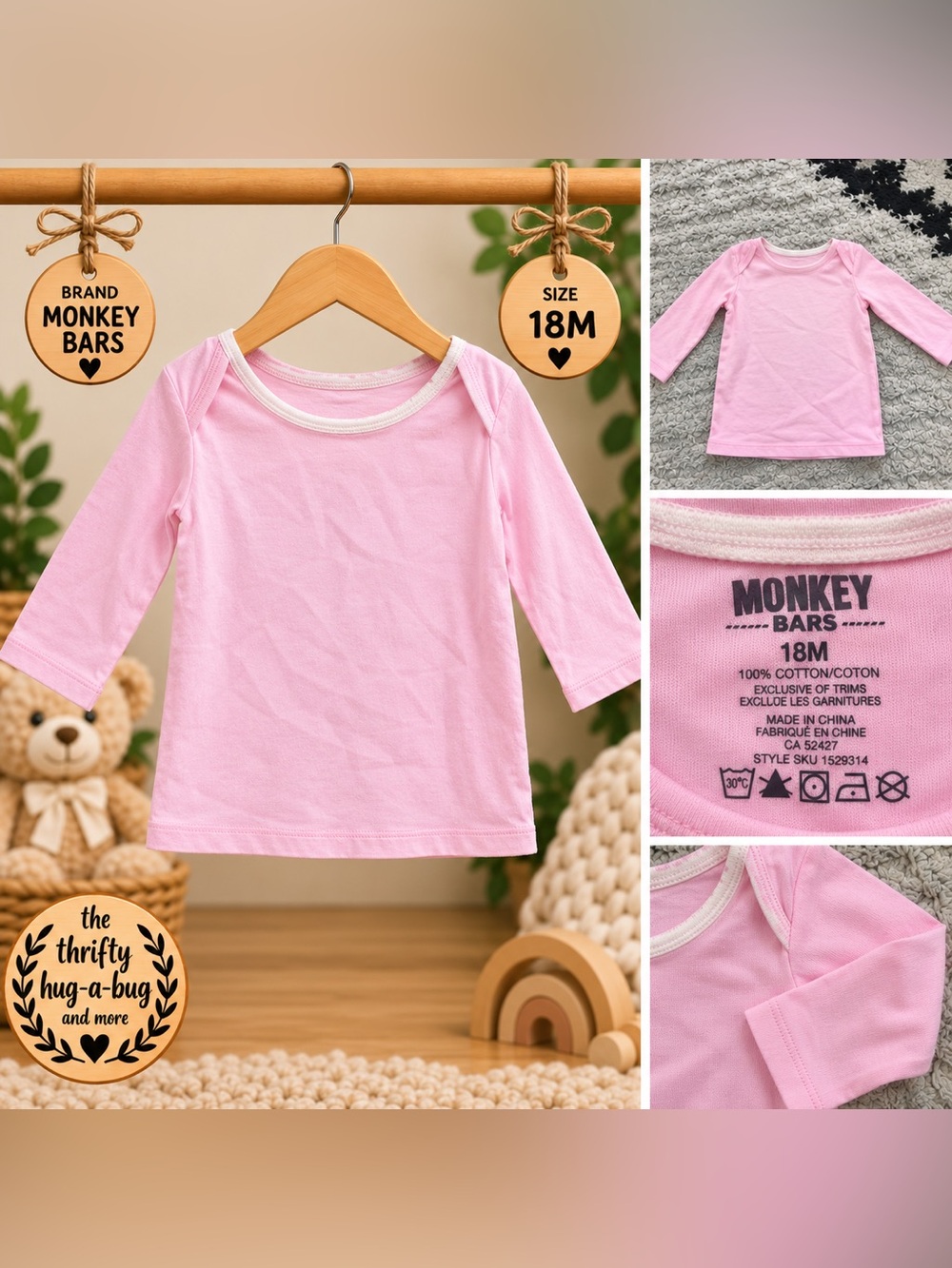 Monkey Bars Baby Girl Pink Long Sleeve Shirt 18M